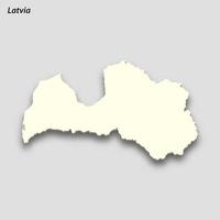 3d isometric map of Latvia isolated with shadow vector