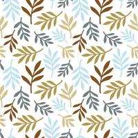 Artistic seamless pattern with abstract leaves and branches on a white background. Trendy abstract pattern in nature colors. Vector design for paper, textile, interior decor.