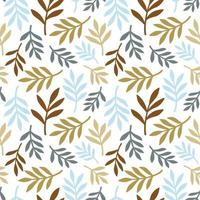 Artistic seamless pattern with abstract leaves and branches on a white background. Trendy abstract pattern in nature colors. Vector design for paper, textile, interior decor.