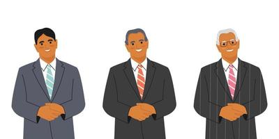 Character of the Boss, isolated vector illustration. A man of different ages in a business suit.