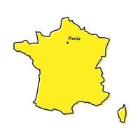 Simple outline map of France with capital location vector