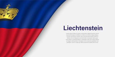 Wave flag of Liechtenstein on white background. vector