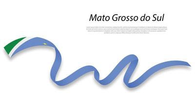 Waving ribbon or stripe with flag of Mato Grosso do Sul vector