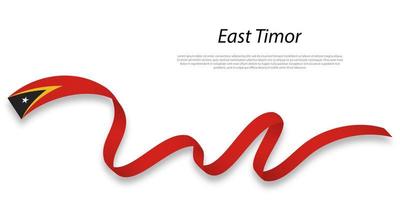 Waving ribbon or banner with flag of East Timor. vector