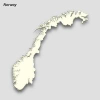 3d isometric map of Norway isolated with shadow vector