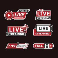 Live Streaming Label Set Collection vector