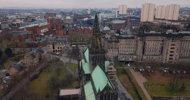 Aerial view of Glasgow Cathedral in Scotland video