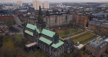 Aerial view of Glasgow Cathedral in Scotland video