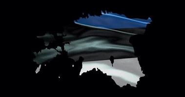 Estland kaart vorm met golvend vlag achtergrond. alpha kanaal schets van land video