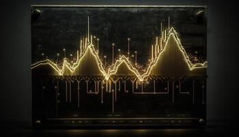 generativo ai, valores mercado gráfico líneas, financiero grafico en tecnología resumen antecedentes representar financiero crisis, financiero fusión de un reactor. tecnología concepto, comercio mercado concepto. foto