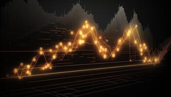 generativo ai, valores mercado gráfico líneas, financiero grafico en tecnología resumen antecedentes representar financiero crisis, financiero fusión de un reactor. tecnología concepto, comercio mercado concepto. foto