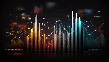 , stock market chart lines, financial graph on technology abstract background represent financial crisis, financial meltdown. Technology concept, trading market concept. photo