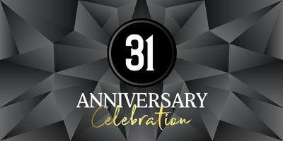 31 year anniversary celebration logo design white and gold color on Elegant Black Background Vector Art abstract background vector