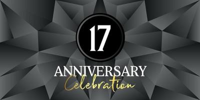 17 year anniversary celebration logo design white and gold color on Elegant Black Background Vector Art abstract background vector