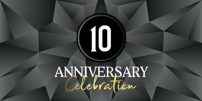 10 year anniversary celebration logo design white and gold color on Elegant Black Background Vector Art abstract background vector