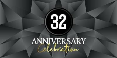32 year anniversary celebration logo design white and gold color on Elegant Black Background Vector Art abstract background vector