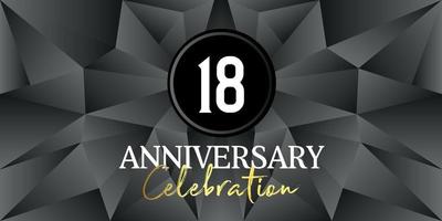 18 year anniversary celebration logo design white and gold color on Elegant Black Background Vector Art abstract background vector