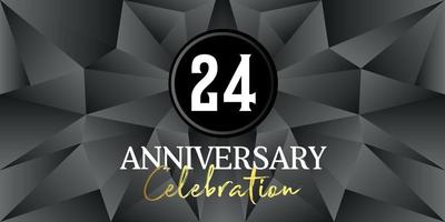 24 year anniversary celebration logo design white and gold color on Elegant Black Background Vector Art abstract background vector