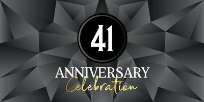 41 year anniversary celebration logo design white and gold color on Elegant Black Background Vector Art abstract background vector