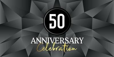 50 año aniversario celebracion logo diseño blanco y oro color en elegante negro antecedentes vector Arte resumen antecedentes vector