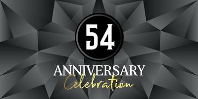 54 year anniversary celebration logo design white and gold color on Elegant Black Background Vector Art abstract background vector
