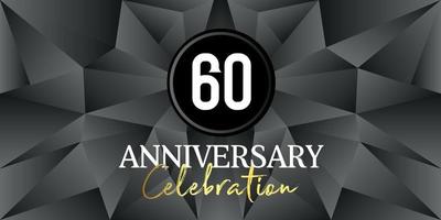 60 year anniversary celebration logo design white and gold color on Elegant Black Background Vector Art abstract background vector