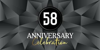 58 year anniversary celebration logo design white and gold color on Elegant Black Background Vector Art abstract background vector