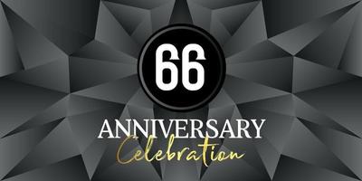 66 year anniversary celebration logo design white and gold color on Elegant Black Background Vector Art abstract background vector