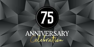 75 year anniversary celebration logo design white and gold color on Elegant Black Background Vector Art abstract background vector