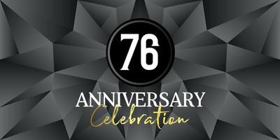76 year anniversary celebration logo design white and gold color on Elegant Black Background Vector Art abstract background vector