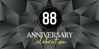 88 year anniversary celebration logo design white and gold color on Elegant Black Background Vector Art abstract background vector
