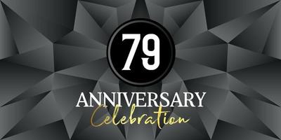 79 year anniversary celebration logo design white and gold color on Elegant Black Background Vector Art abstract background vector