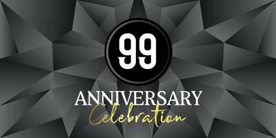 99 year anniversary celebration logo design white and gold color on Elegant Black Background Vector Art abstract background vector