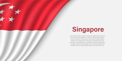 Wave flag of Singapore on white background. vector