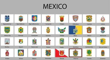 todas banderas de regiones de mexico vector