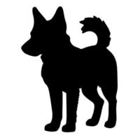 Black silhouette of a dog on a white background. Vector illustration.