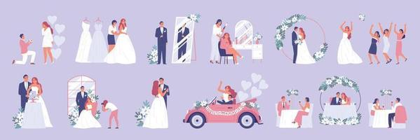 Wedding Ceremony Color Icons vector