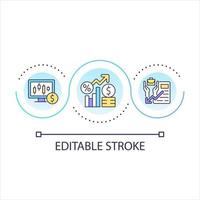 Stock market risks and benefits loop concept icon. Rates analytics tools. Commercial strategy abstract idea thin line illustration. Isolated outline drawing. Editable stroke vector