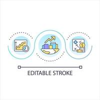 Long term strategy of global development loop concept icon. Economic growth processes abstract idea thin line illustration. Isolated outline drawing. Editable strokes-script vector