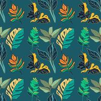 Seamless botanical pattern with tropical leaves and plants vector