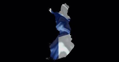 finland Karta form med vinka flagga bakgrund. alfa kanal översikt av Land video