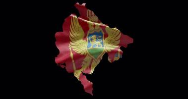 Montenegro mapa forma com acenando bandeira fundo. alfa canal esboço do país video