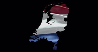 Nederland kaart vorm met golvend vlag achtergrond. alpha kanaal schets van land video