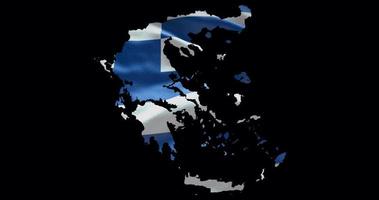 Grecia mapa forma con ondulación bandera antecedentes. alfa canal contorno de país video