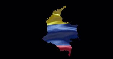 Colômbia mapa forma com acenando bandeira fundo. alfa canal esboço do país video