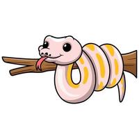 Cute super cinnamon banana ball python cartoon on tree branch vector