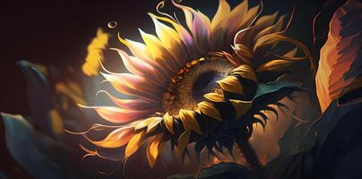 sunflower head illustration, sunflower wallpaper, AI Generated photo