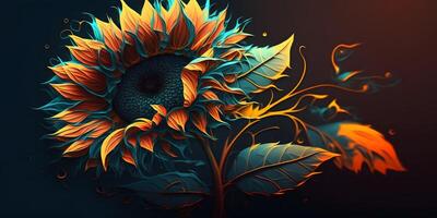 sunflower head illustration, sunflower wallpaper, AI Generated photo