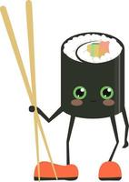 gracioso Sushi caracteres. gracioso Sushi con linda caras. contento Sushi caracteres. asiático alimento, vector ilustración aislado en blanco antecedentes