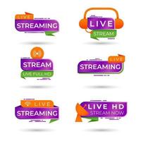 Set of General Live Streaming Badge vector